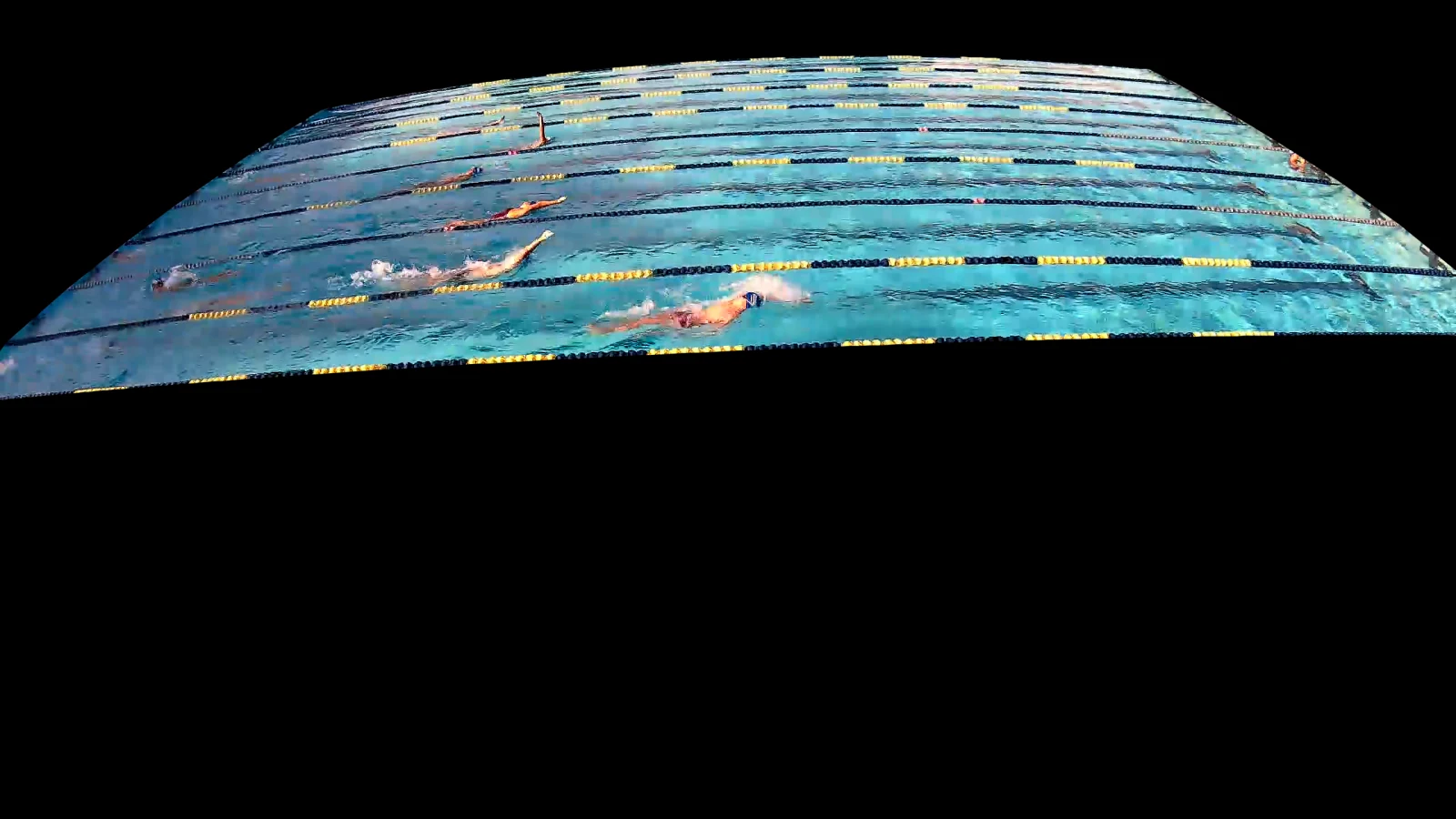 Same pool frame with every pixel outside the calibrated tracking region replaced by black.